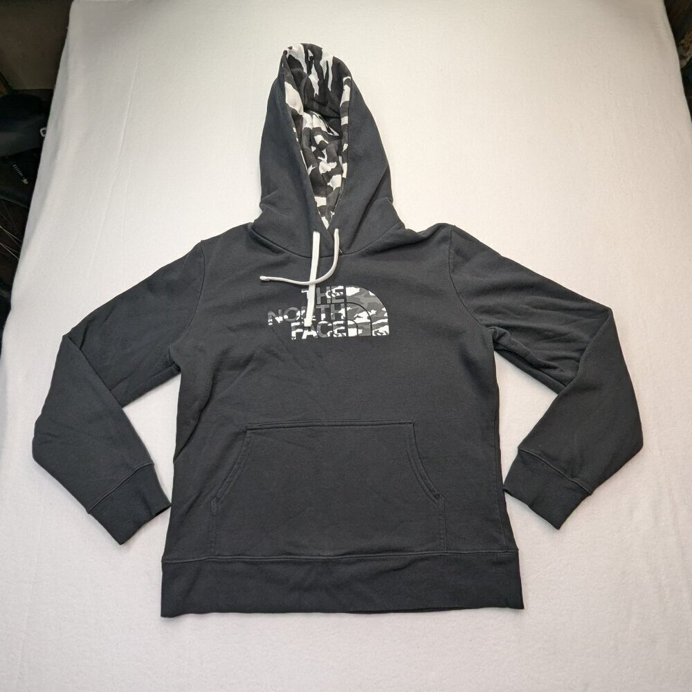 North Face Hoodie (Camo Hood) Size Large Black